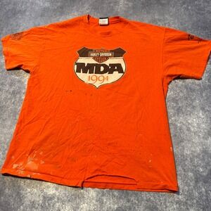 Vintage 90s‎ Harley Davidson Single Stitch Orange Graphic T Shirt Men XL